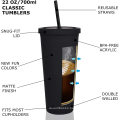 24oz multi color acrylic cup Travel tumbler Double wall reusable cup Modern matte tumbler Portable daily water cup for coffee
